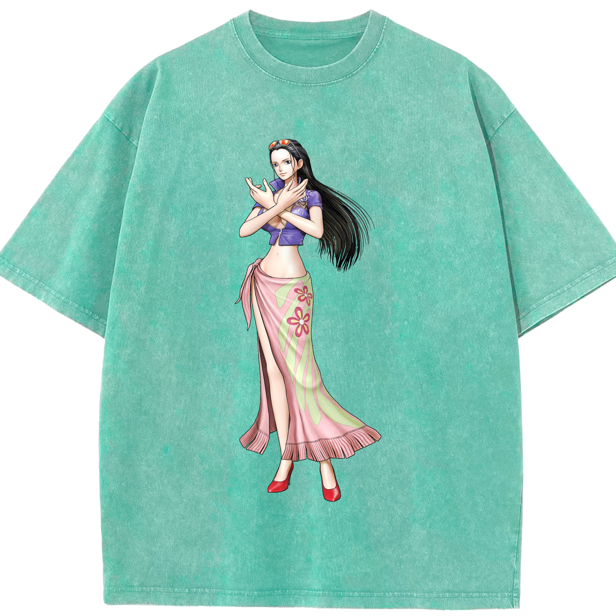 ワンピース ニコ・ロビン ONE PIECE Nico Robin 綿100% ヴィンテージ風 半袖Tシャツ（フロントプリント）
